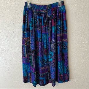 Vintage Special Effects women’s colorful scroll vine print maxi skirt, 12M,